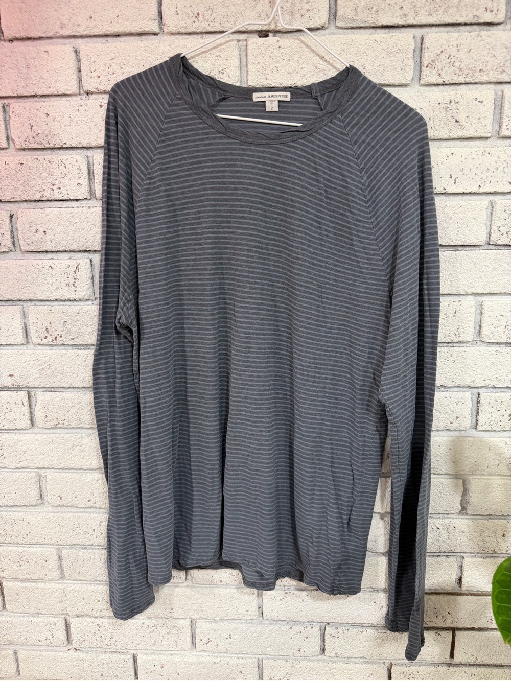 James Perse Gray Striped Long Sleeve